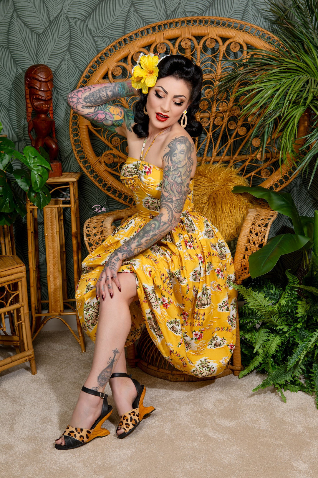 the Boom Boom Wedge - in Black Leather and Leopard