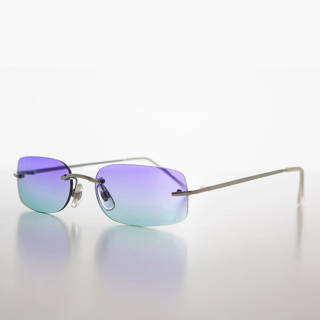 Rimless Rectangular Sunglass Tinted Lens - Vishnu
