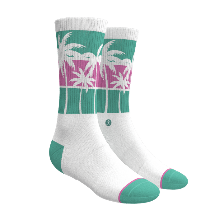 The Venice Beach | Palm Trees Heel Hammock™ Crew Socks