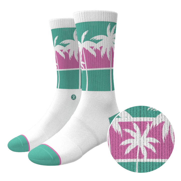 The Venice Beach | Palm Trees Heel Hammock™ Crew Socks