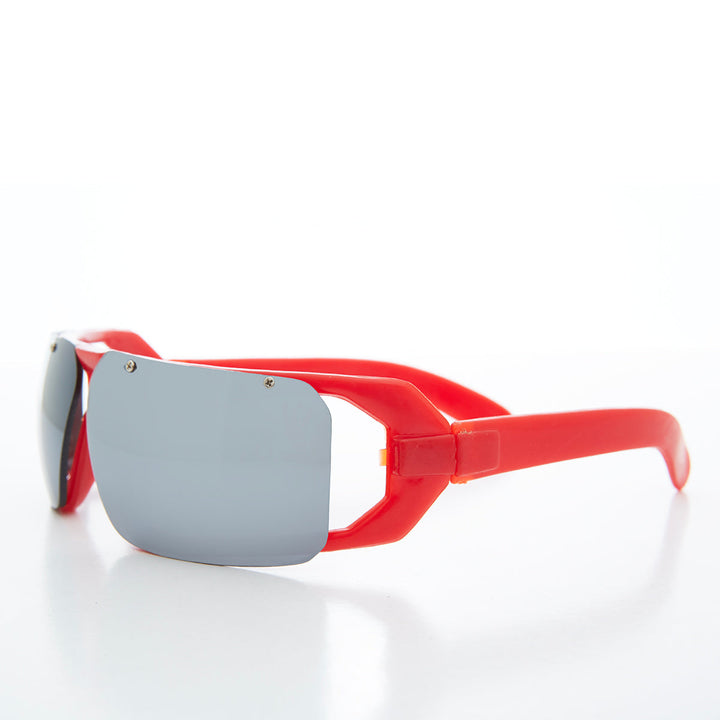 Mirror Lens Wrap Futuristic 80s Sunglasses - Worley