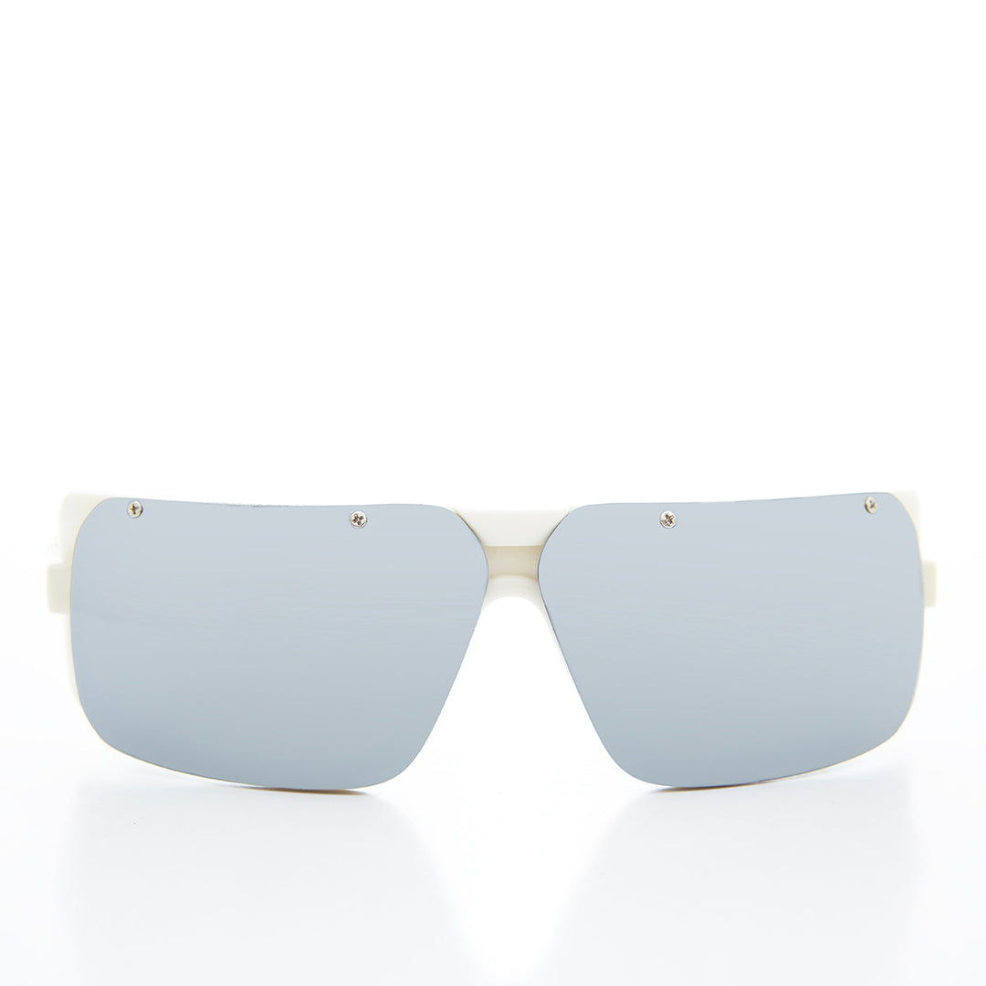Mirror Lens Wrap Futuristic 80s Sunglasses - Worley