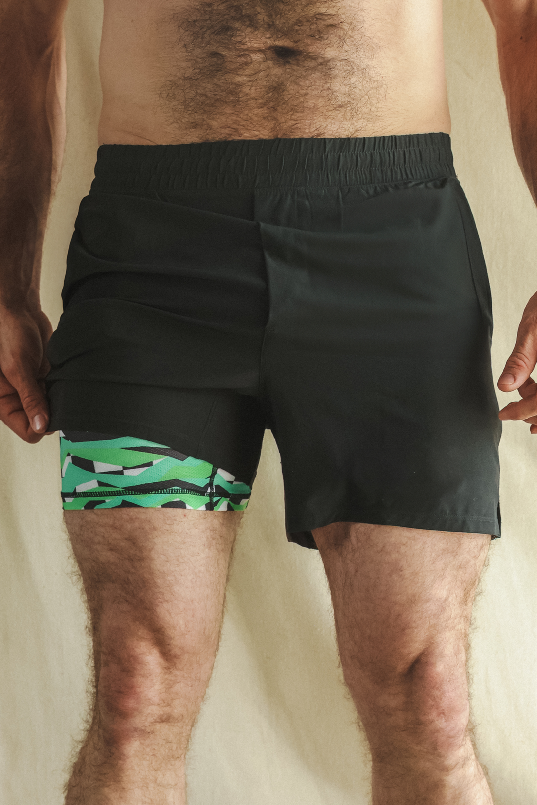 The Water Break | Black and Green Neon Ball Hammock® 5 Inch Athletic Shorts
