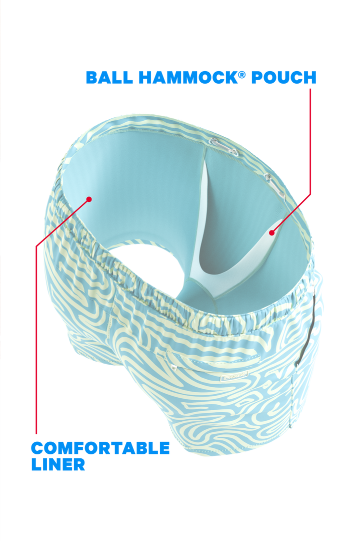 The Water Park | Neon Abstract Line Ball Hammock® Pouch 5" Swim Trunks