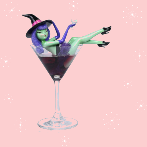 Wicked-Tini Purple Hair Witch in Martini Glass 8.5" Figurine | Miss Fluff December Diamonds – SHIPS JULY