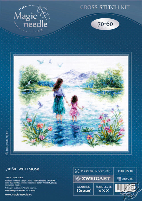 With Mom! Counted Cross Stitch Kit by Magic Needle 70-60