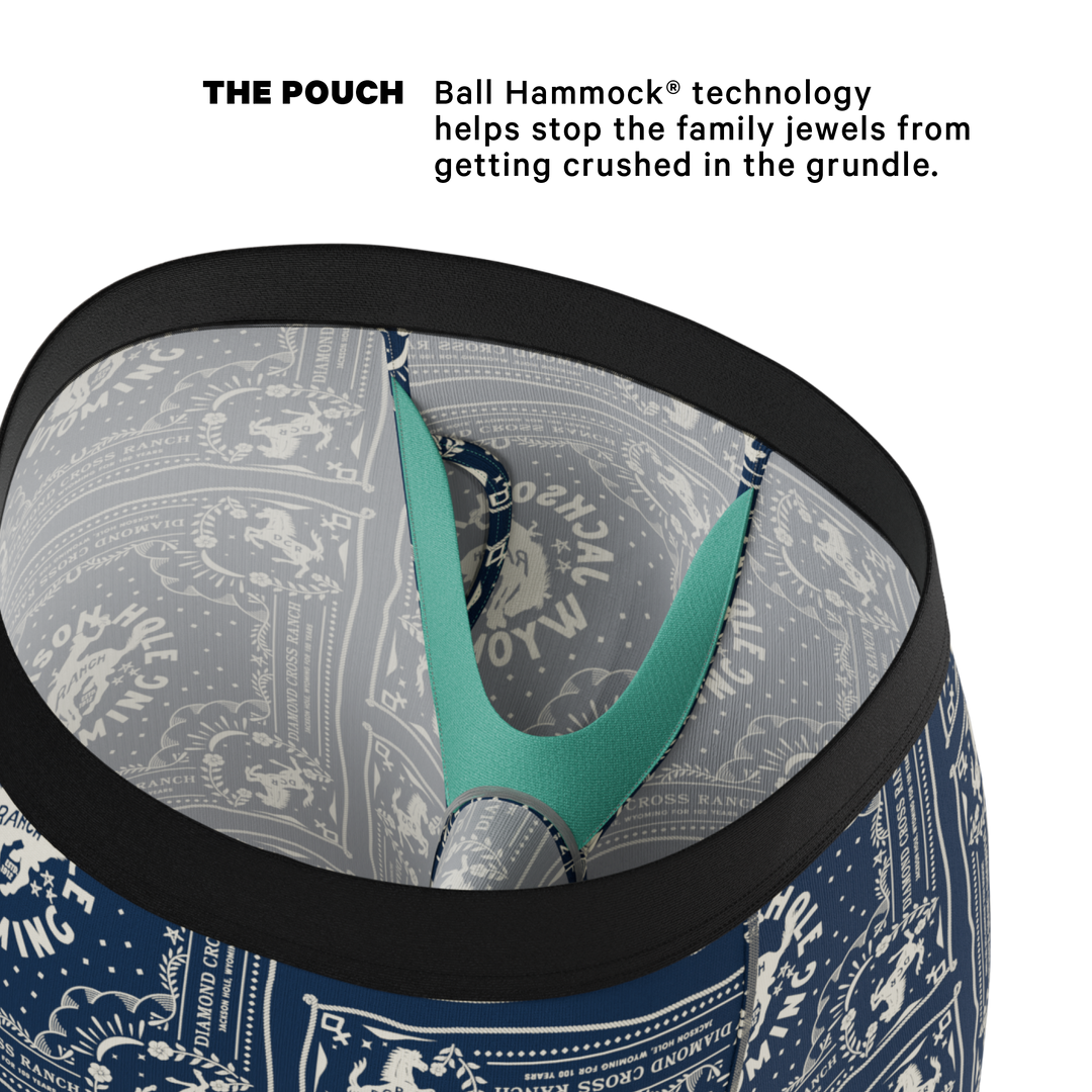 The Wrangle 'Em | Blue Bandana Shinesty x Diamond Cross Ranch Long Leg Ball Hammock® Pouch Underwear With Fly