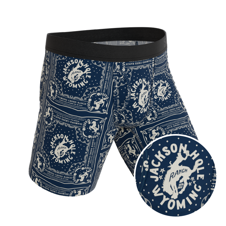 The Wrangle 'Em | Blue Bandana Shinesty x Diamond Cross Ranch Long Leg Ball Hammock® Pouch Underwear With Fly