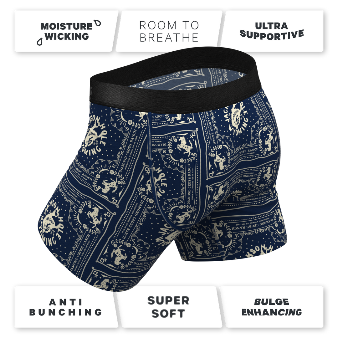 The Wrangle 'Em | Blue Bandana Shinesty x Diamond Cross Ranch Ball Hammock® Pouch Underwear With Fly