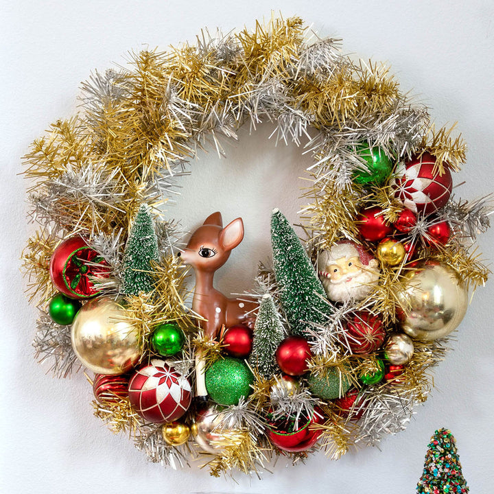 vintage christmas tinsel wreath