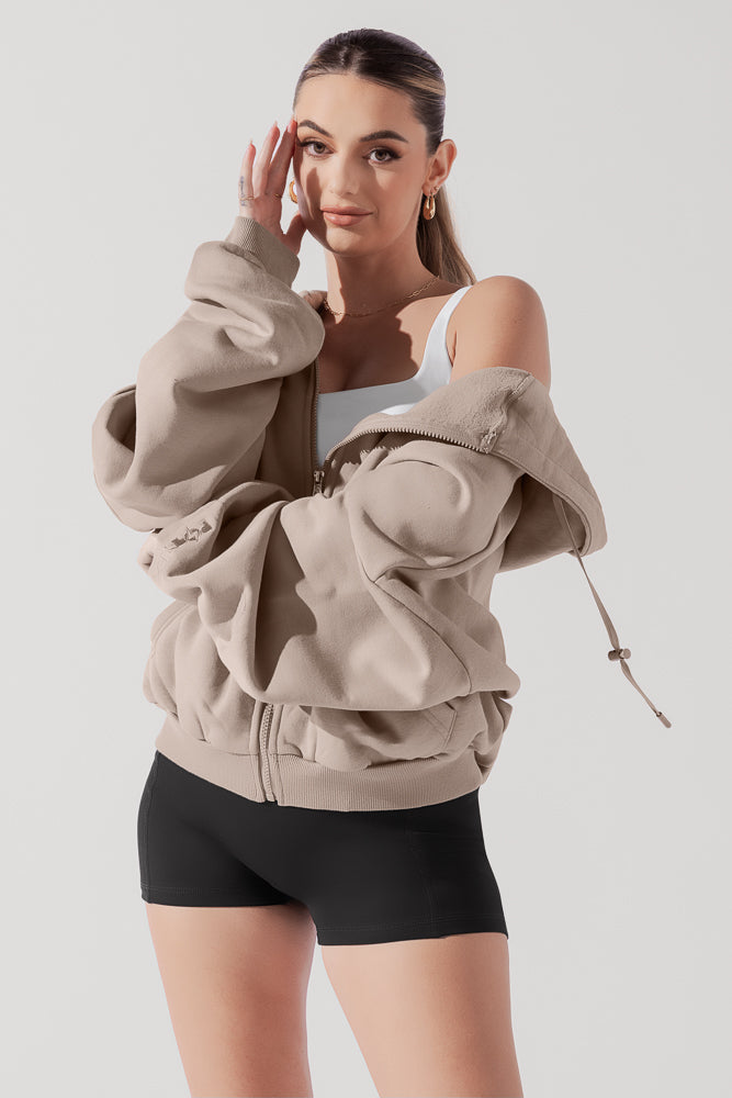 Zip Cloud Hoodie - Taupe