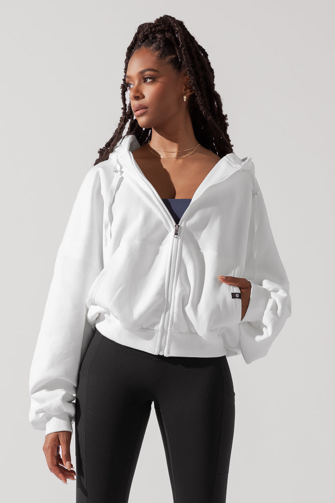 Zip Cloud Hoodie - White