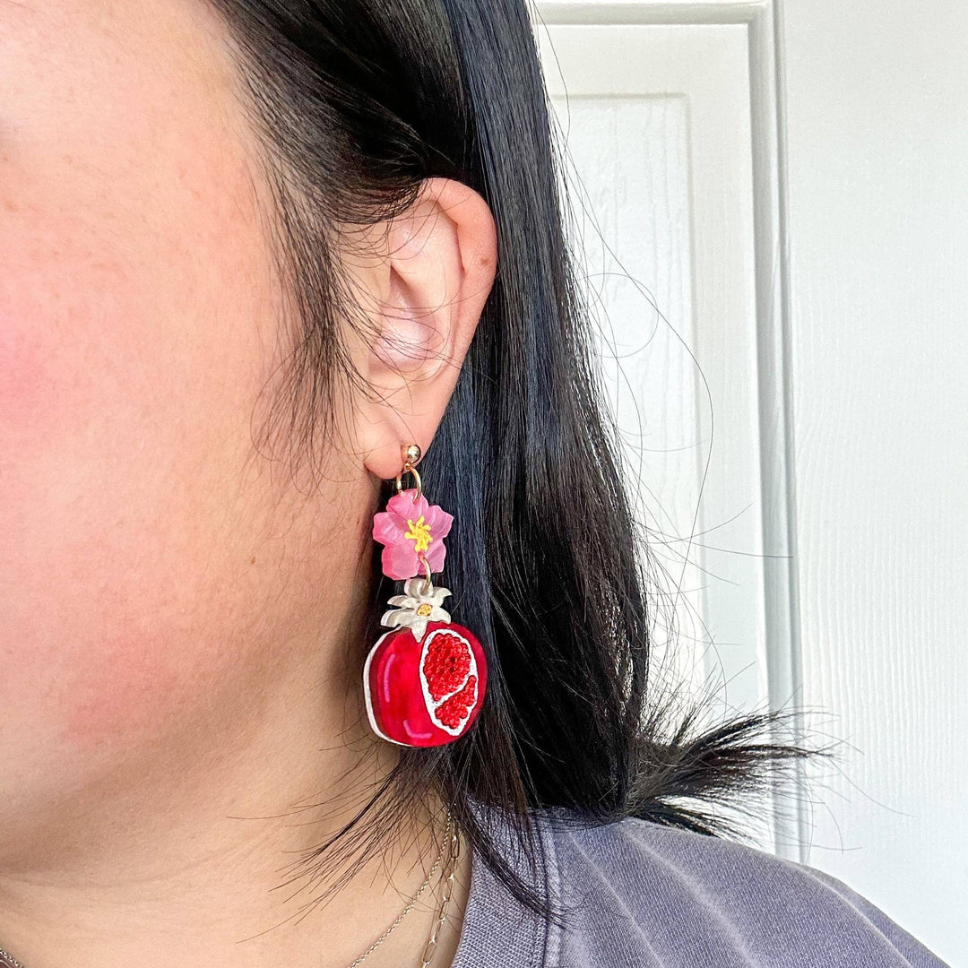 Pomegranate Acrylic Dangle Earrings