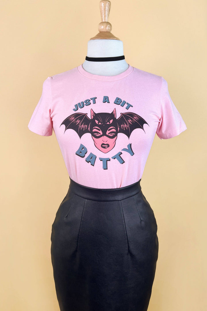 Just a bit Batty Fitted Tee in Pink