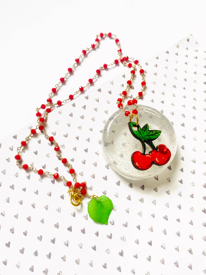 Retro Cherry Beaded Necklace by Rosie Rose Parker