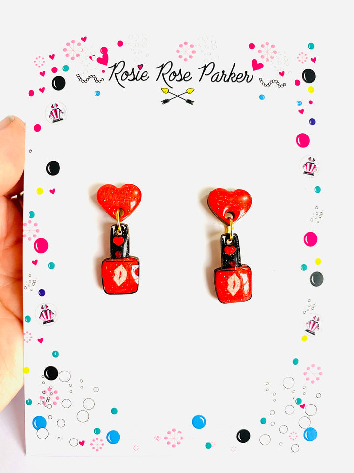 Valentine's Nail Polish Earrings by Rosie Rose Parker