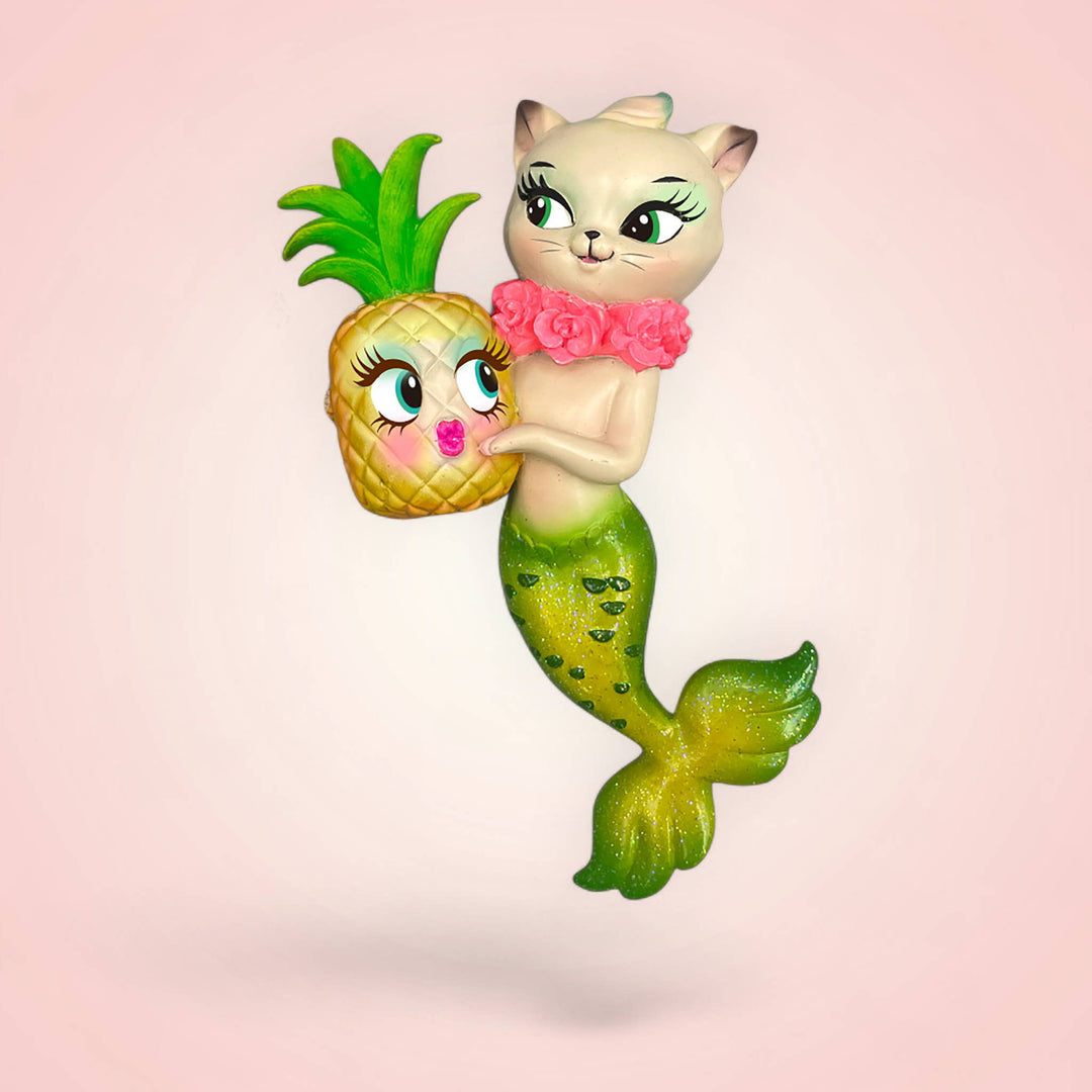 MerKitty w/Pineapple Ornament 5" by Miss Fluff PRE-ORDER SHIPS APR