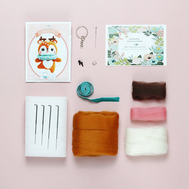 Deer Needle Felting Kit. Wizardi DIY Wool Craft Kit F07N8-W187