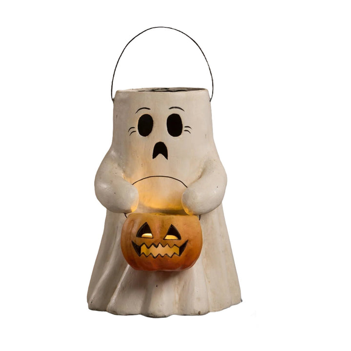 Scaredy Boo With Pumpkin Bucket Paper Mache