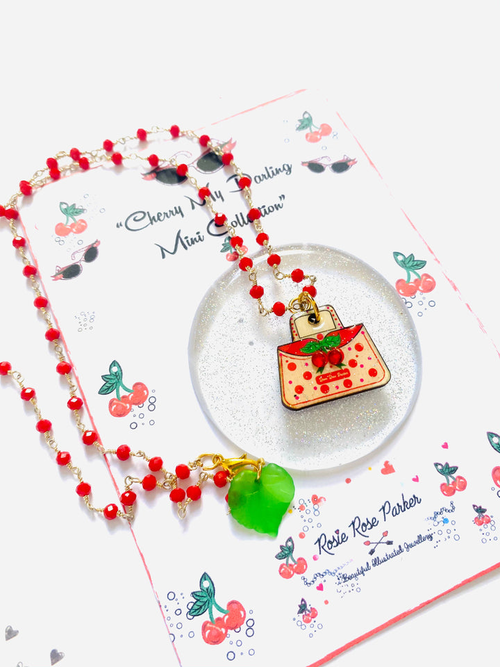 Retro Cherry Handbag Earrings by Rosie Rose Parker