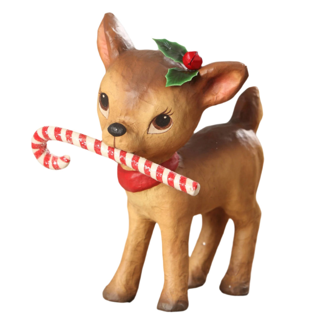 Little Retro Reindeer w/ Candy Cane by Bethany Lowe