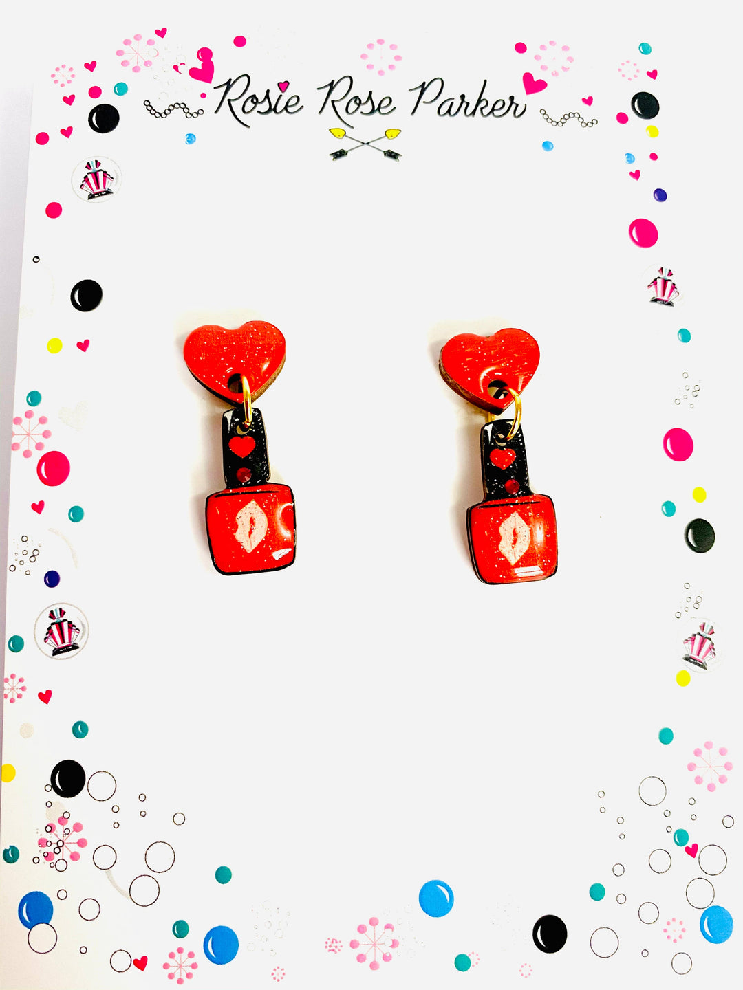 Valentine's Nail Polish Earrings by Rosie Rose Parker