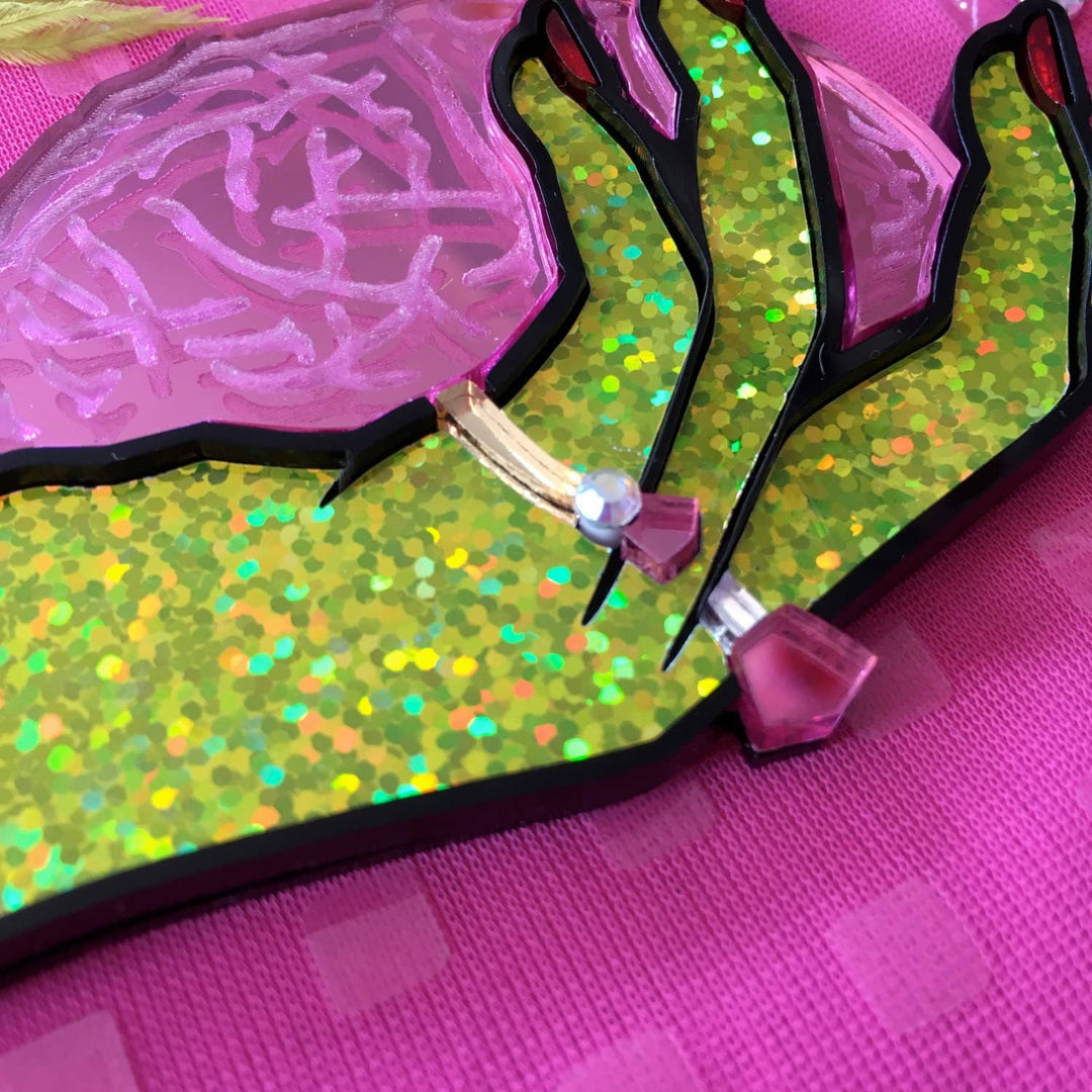 Brains And Beauty Zombie Hand Necklace, Laser Cut Acrylic, Plastic Jewelry