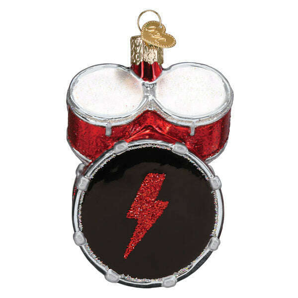 Old World Christmas AC/DC Drum Set Blown Glass Ornament