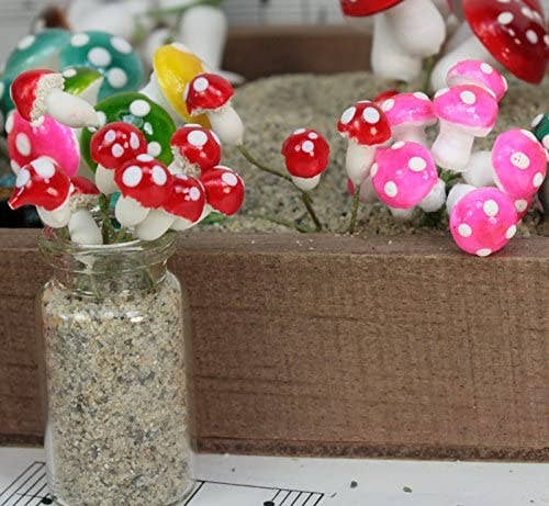 Vintage Red Sealed Plaster Mushrooms -Set of 10