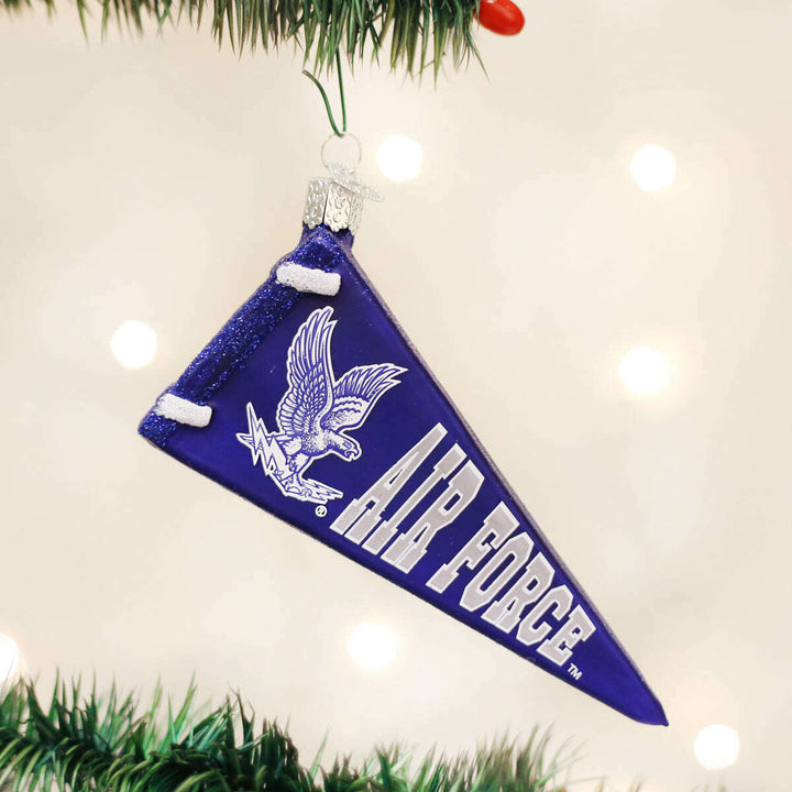 Old World Christmas Air Force Pennant Blown Glass Ornament
