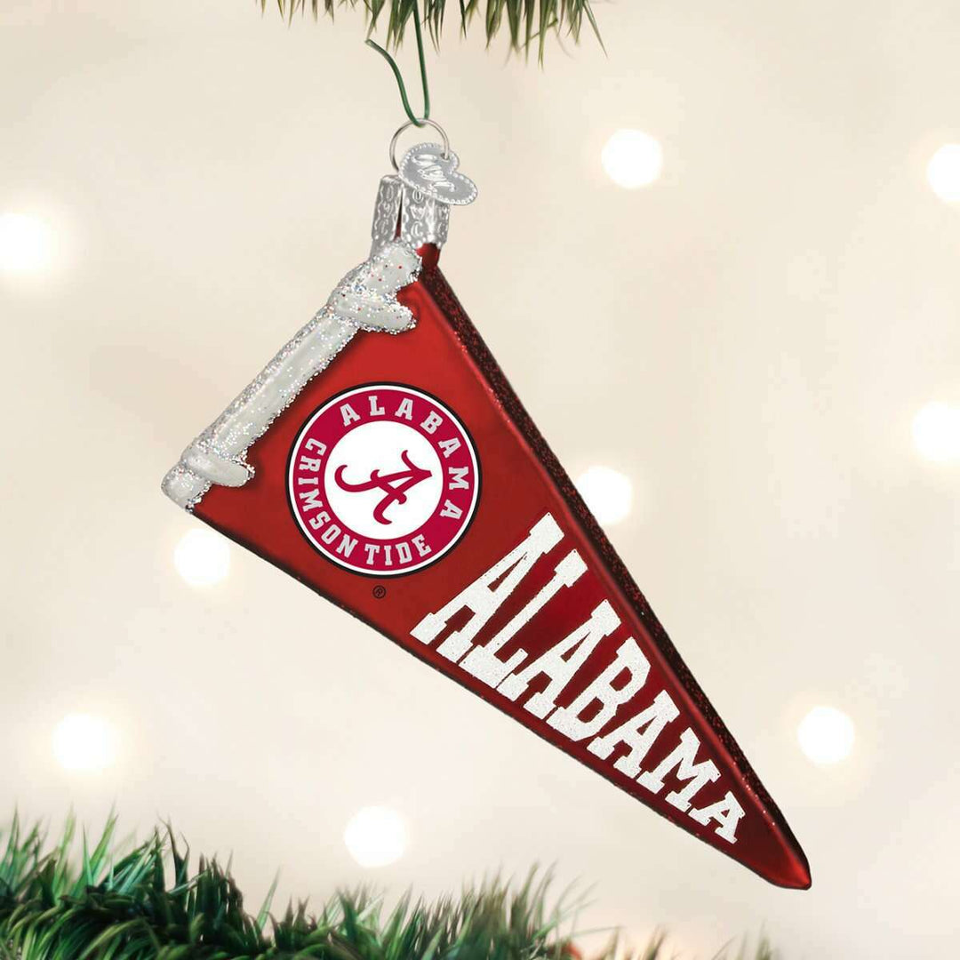 Old World Christmas Alabama Pennant Blown Glass Ornament