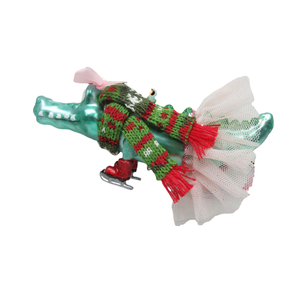 Alligator on Ice Skates Ornament - New For 2024 by December Diamonds