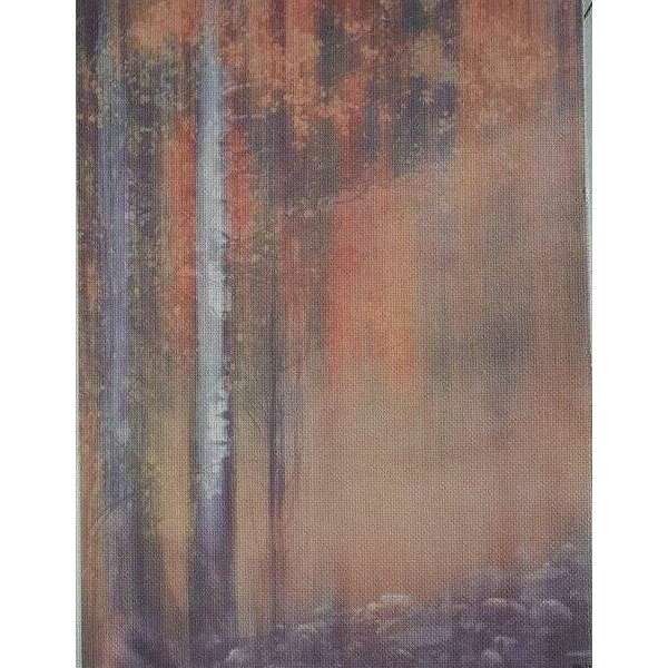 Amber Woods Designer Printed AIDA Fabric. Canvas for embroidery with an applied background  KF-1113A
