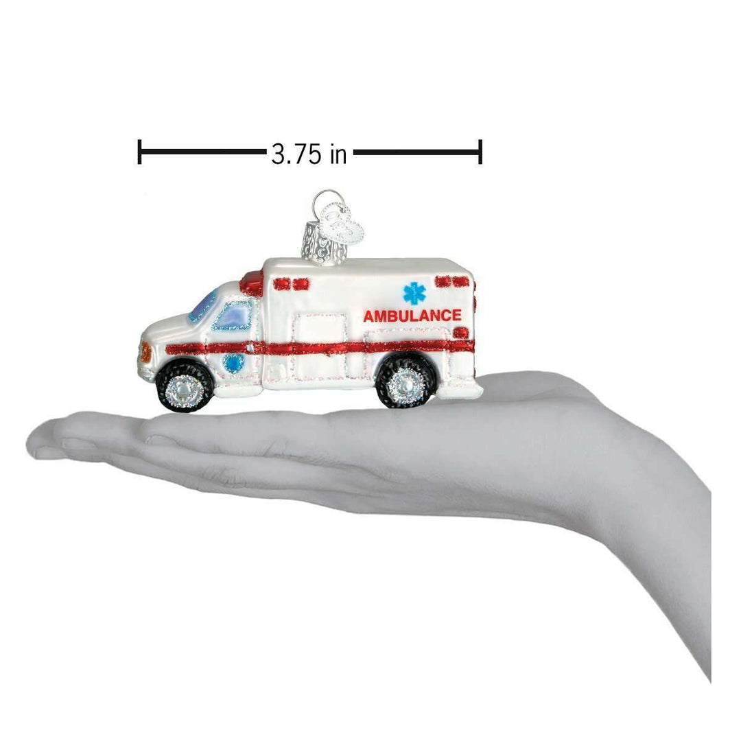 Old World Christmas Ambulance Blown Glass Ornament