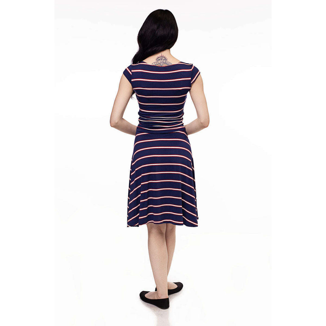 Amelia Dress in Navy Stripes - XS only