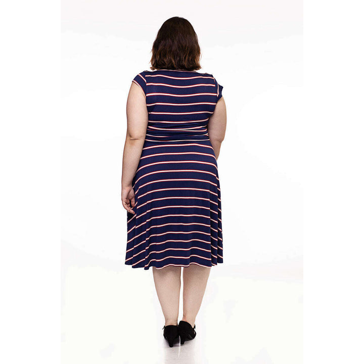 Amelia Dress in Navy Stripes - XS only