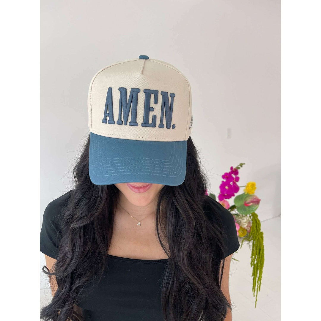 AMEN. - Slate Blue Vintage Trucker Hat