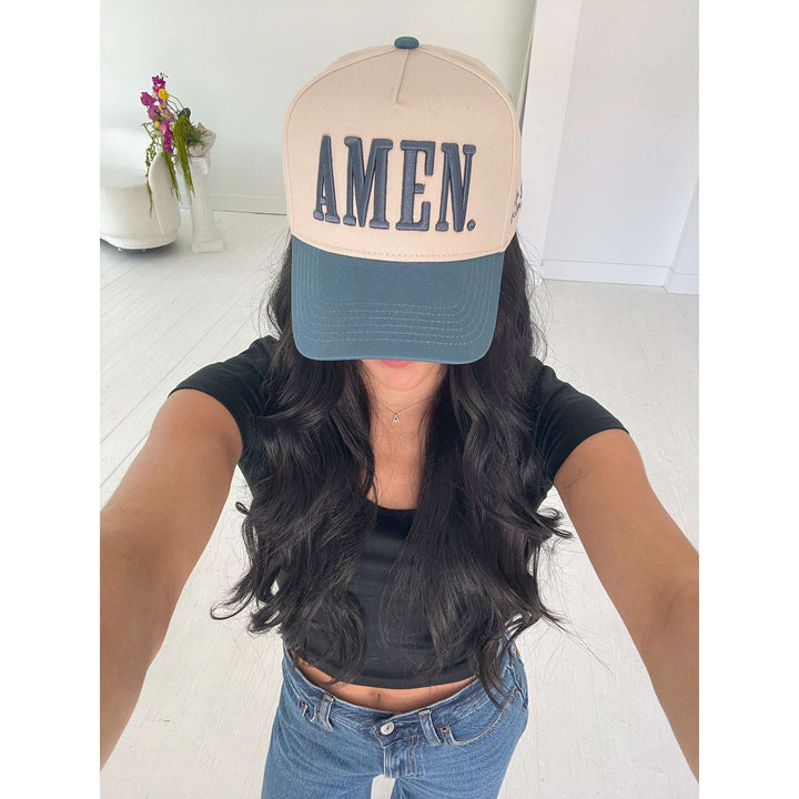 AMEN. - Slate Blue Vintage Trucker Hat