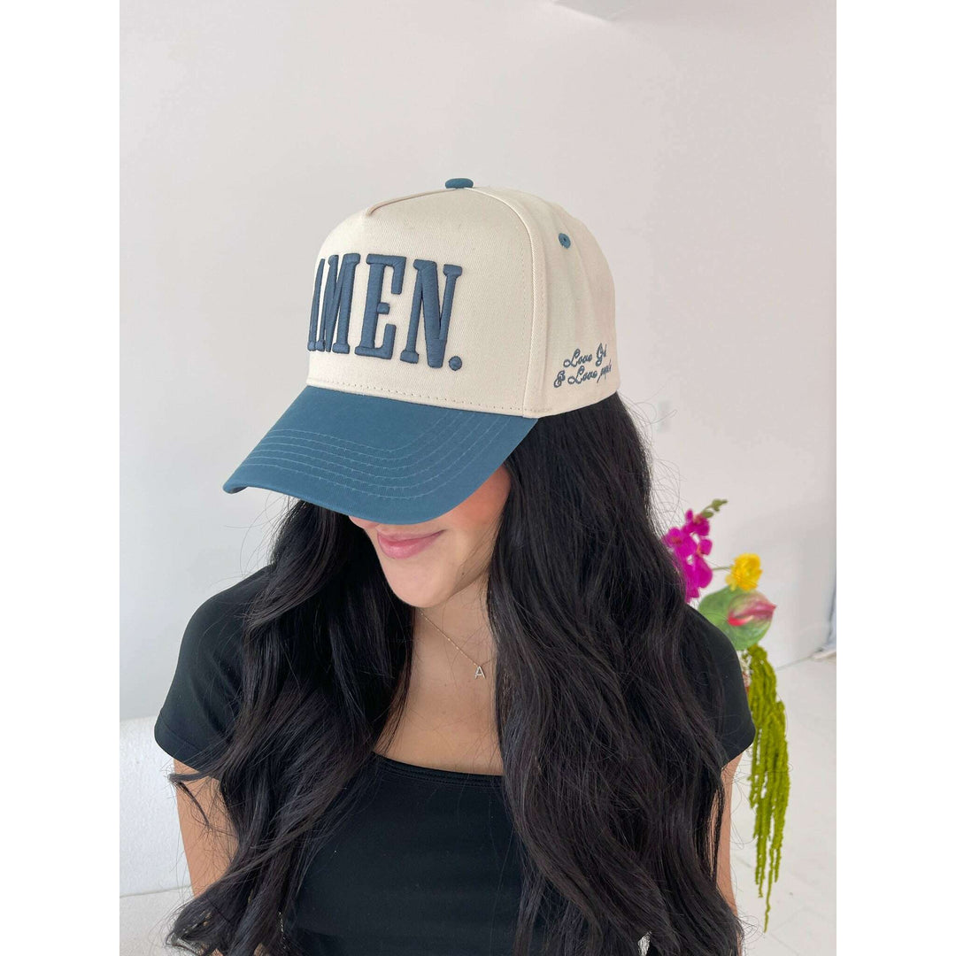 AMEN. - Slate Blue Vintage Trucker Hat