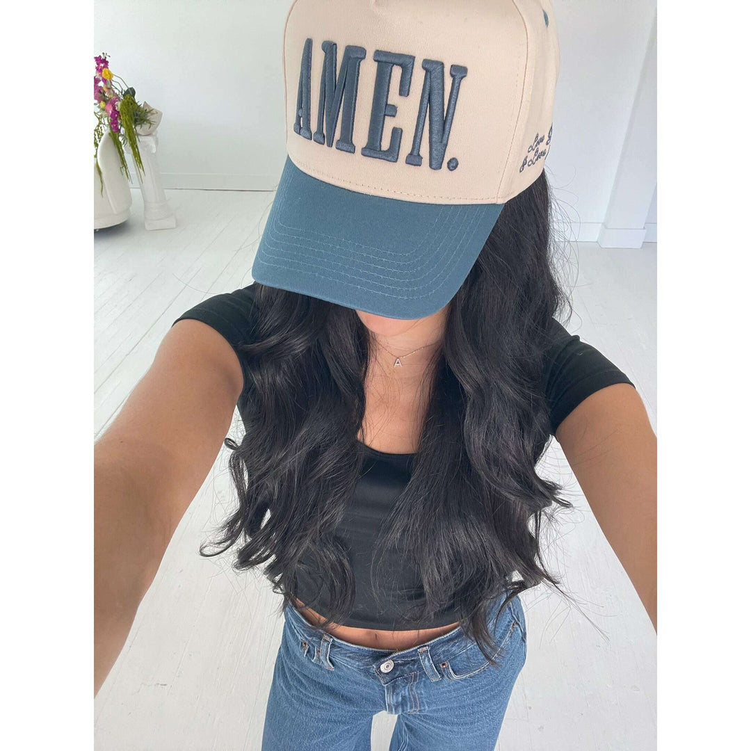 AMEN. - Slate Blue Vintage Trucker Hat
