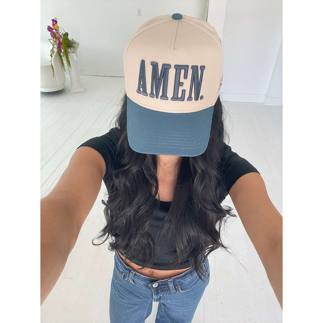 AMEN. - Slate Blue Vintage Trucker Hat