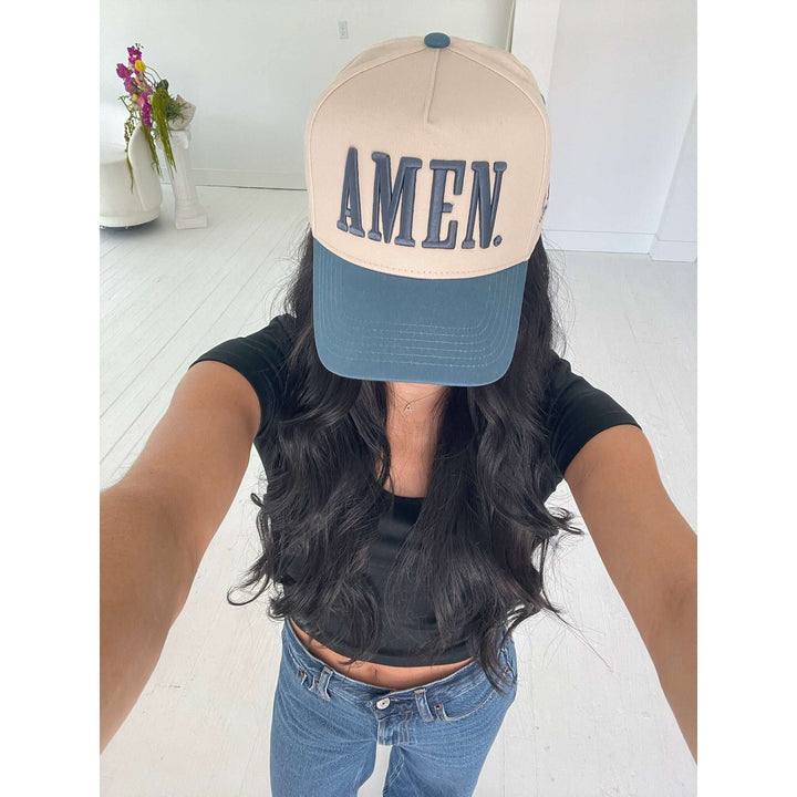 AMEN. - Slate Blue Vintage Trucker Hat