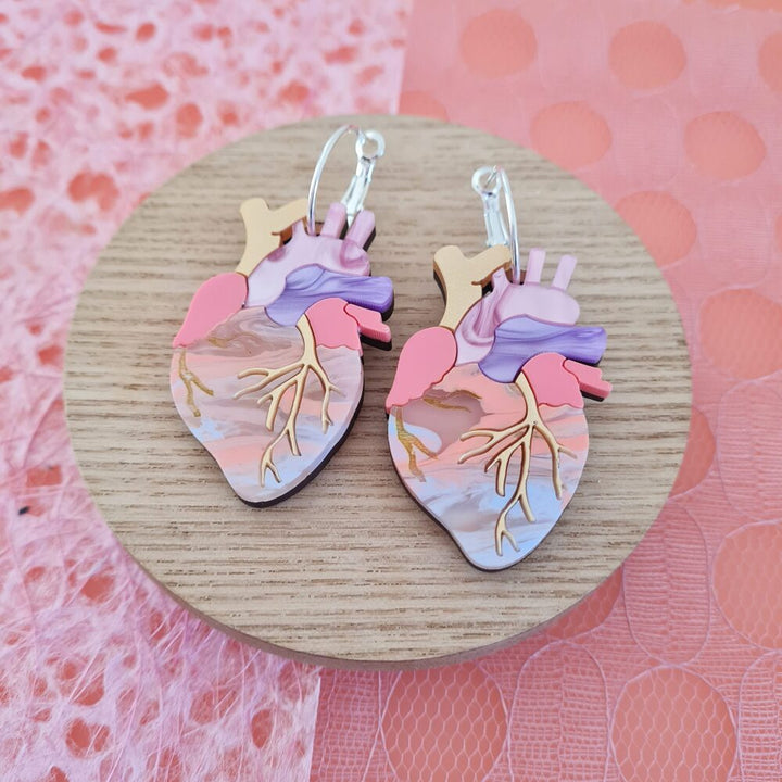 Anatomical Heart Statement Hoop Earrings by Cherryloco Jewellery 2