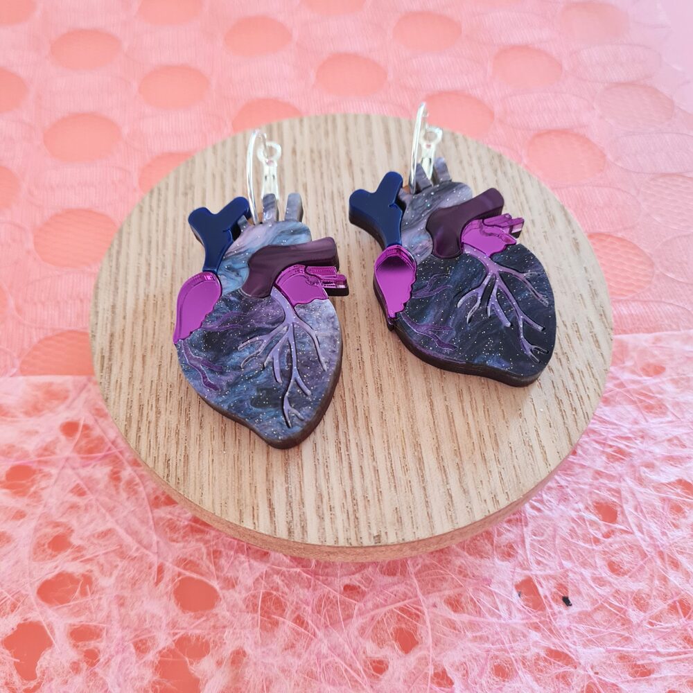 Anatomical Heart Statement Hoop Earrings by Cherryloco Jewellery 5