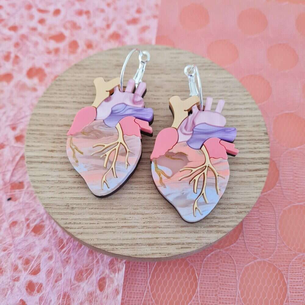 Anatomical Heart Statement Hoop Earrings by Cherryloco Jewellery 2