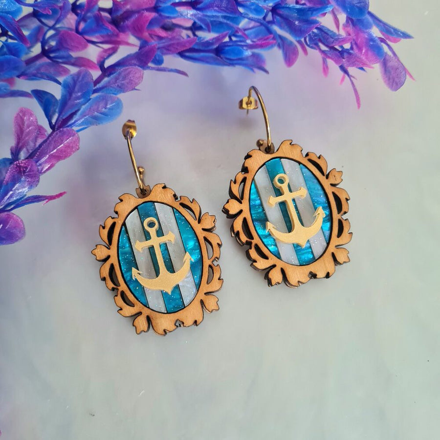 Anchor Cameo Earrings by Cherryloco Jewellery