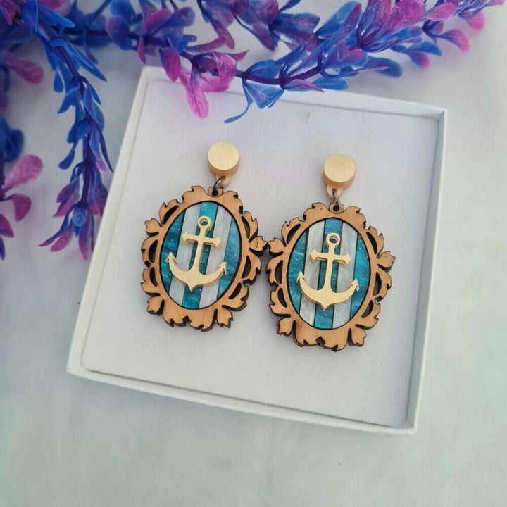 Anchor Cameo Earrings by Cherryloco Jewellery 3