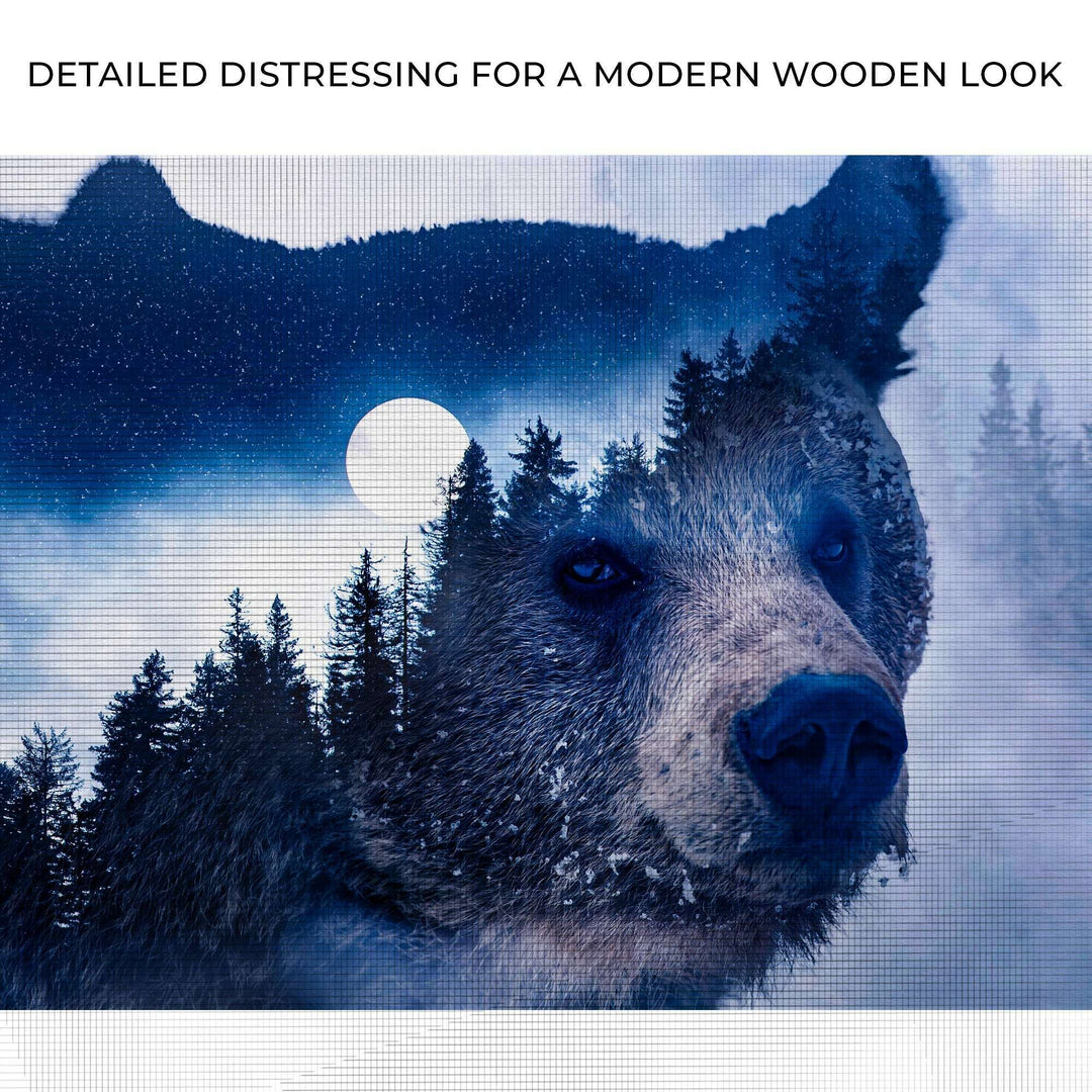 Animals Forest Bear Illustration Canvas Wall Art II
