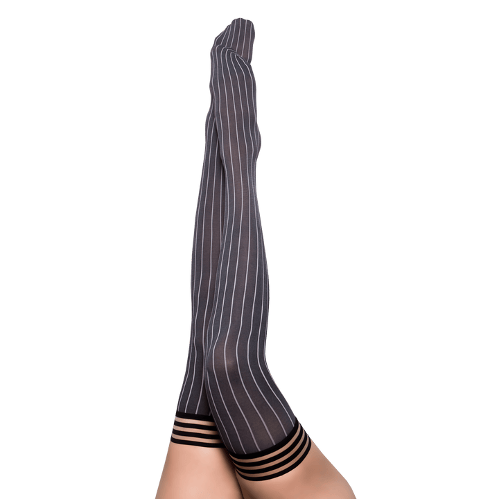 Annabelle: All Work, All Play Pinstripe Thigh Highs. Petite to Plus Size