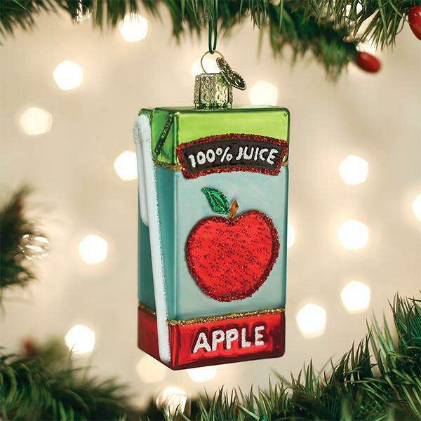 Old World Christmas Apple Juice Box Blown Glass Ornament